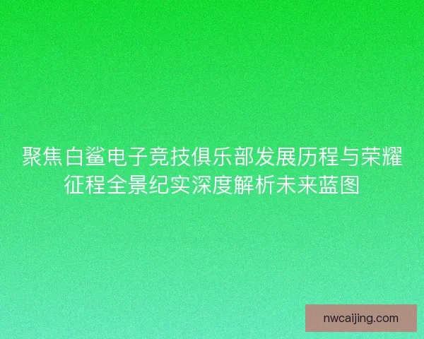 聚焦白鲨电子竞技俱乐部发展历程与荣耀征程全景纪实深度解析未来蓝图