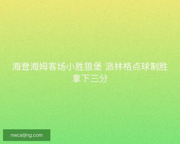 海登海姆客场小胜狼堡 派林格点球制胜拿下三分