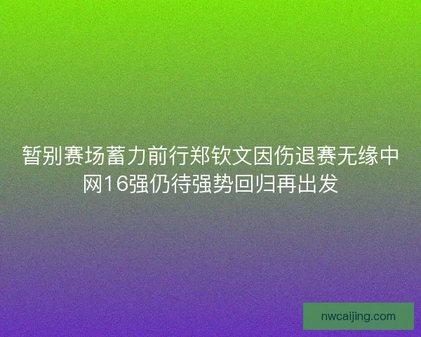 暂别赛场蓄力前行郑钦文因伤退赛无缘中网16强仍待强势回归再出发