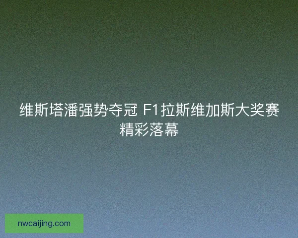 维斯塔潘强势夺冠 F1拉斯维加斯大奖赛精彩落幕